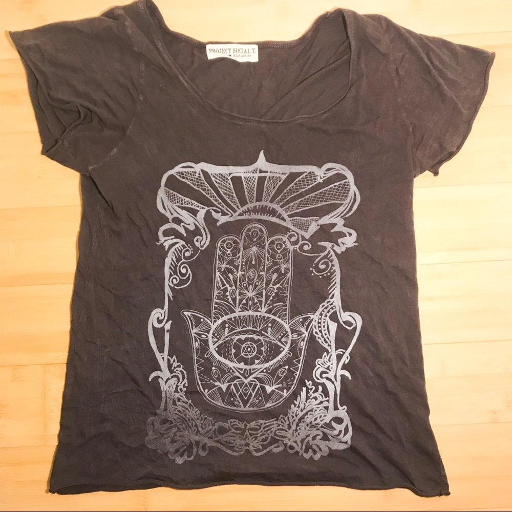 Acid Wash Raw Hem Tee